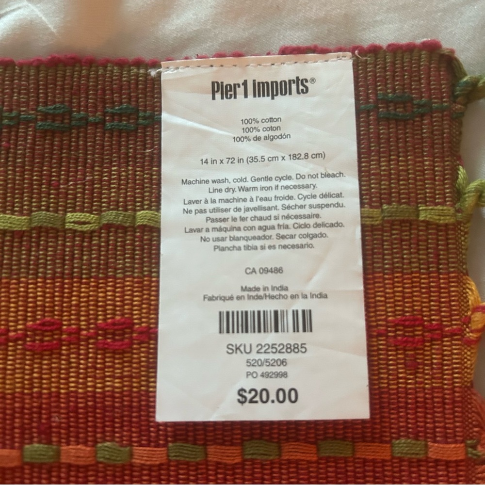 Pier 1 Multicolor Cotton Table Runner, Placemats and Napkin Set - Picture 7 of 8